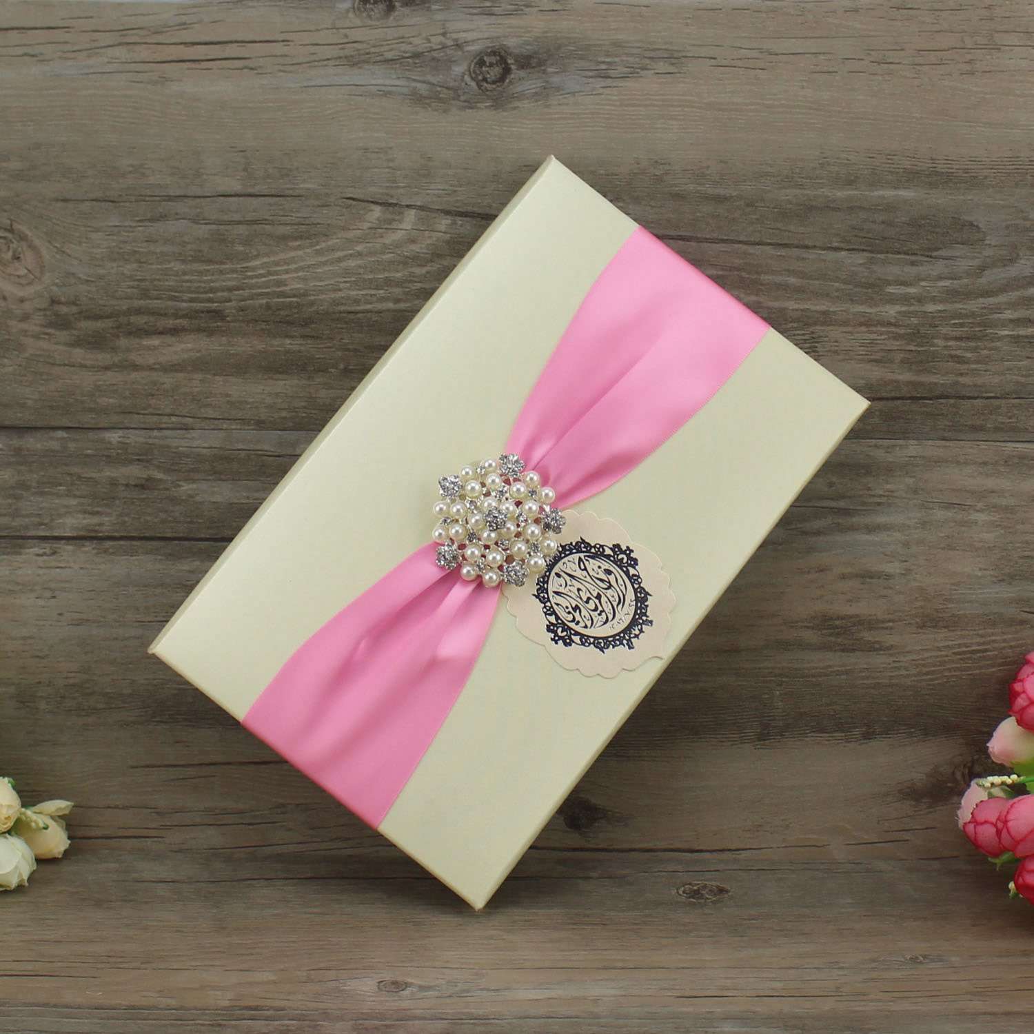 Silk Invitation Rectangle Wedding Invitation Card Customized 